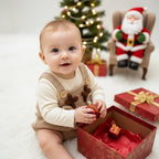 Crochet Reindeer Baby Romper, Handmade Christmas Overalls, Newborn Photo Prop, Baby’s First Christmas Outfit, Holiday Baby Gift