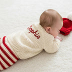 Crochet Baby Christmas Outfit, Candy Cane Sweater Set with Hat, Pants and Booties, Newborn Photo Prop, Baby’s First Christmas Gift