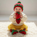 Crochet Strawberry Baby Outfit Set, Sweater Pants Hat and Booties, Newborn Photo Prop, Berry First Birthday, Baby Shower Gift