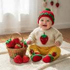 Crochet Strawberry Baby Outfit Set, Sweater Pants Hat and Booties, Newborn Photo Prop, Berry First Birthday, Baby Shower Gift