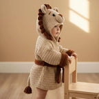 Personalized Crochet Lion Baby Outfit, Handmade Hooded Safari Animal Costume with Tail, Newborn Photo Prop, Baby Shower Gift