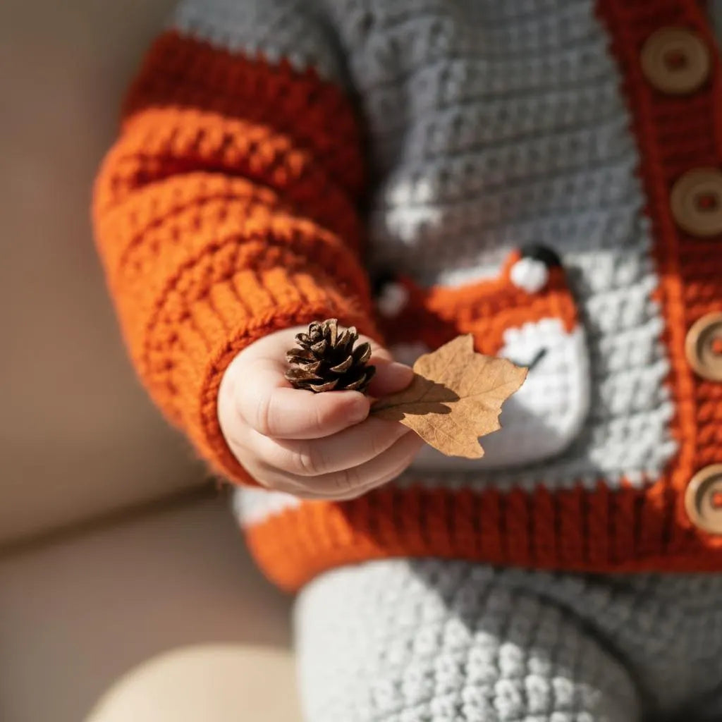 Crochet Fox Baby Outfit Set, Hooded Cardigan and Pants with Tail, Woodland Newborn Photo Prop, Baby Halloween Costume, Baby Shower Gift