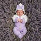 Crochet Baby Romper, Purple Butterfly Hooded Jumpsuit with Bow, Newborn Coming Home Outfit, Baby Girl Photo Prop, Baby Shower Gift
