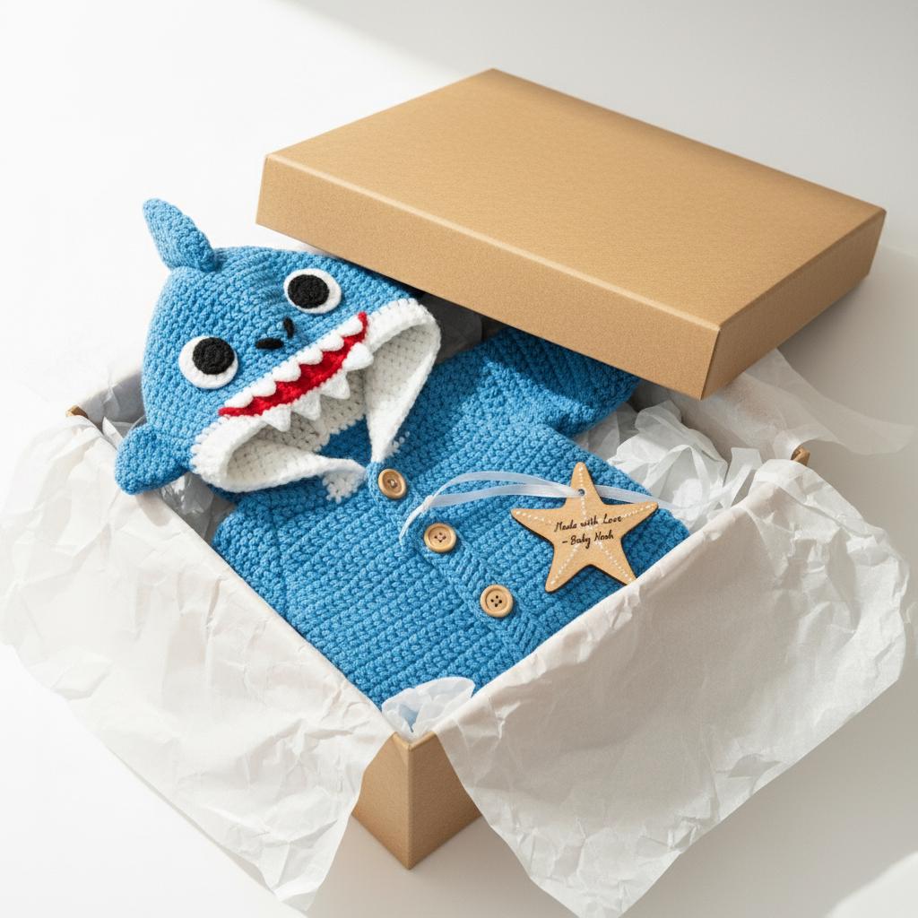 Crochet Shark Baby Outfit, Blue Hooded Romper, Newborn Photo Prop, Infant Halloween Costume, Ocean Theme Baby Shower Gift