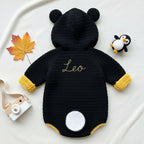 Crochet Penguin Baby Romper, Handmade Hooded Costume, Newborn Photo Prop, Baby’s First Halloween Outfit, Winter Baby Gift