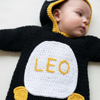Crochet Penguin Baby Romper, Handmade Hooded Costume, Newborn Photo Prop, Baby’s First Halloween Outfit, Winter Baby Gift