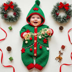 Crochet Christmas Elf Baby Outfit, Green Cardigan Pants and Hat Set, Newborn Photo Prop, First Christmas Costume, Holiday Baby Gift