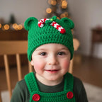 Crochet Christmas Baby Outfit, Green Candy Cane Romper and Hat, Newborn Photo Prop, First Christmas Outfit, Handmade Baby Gift
