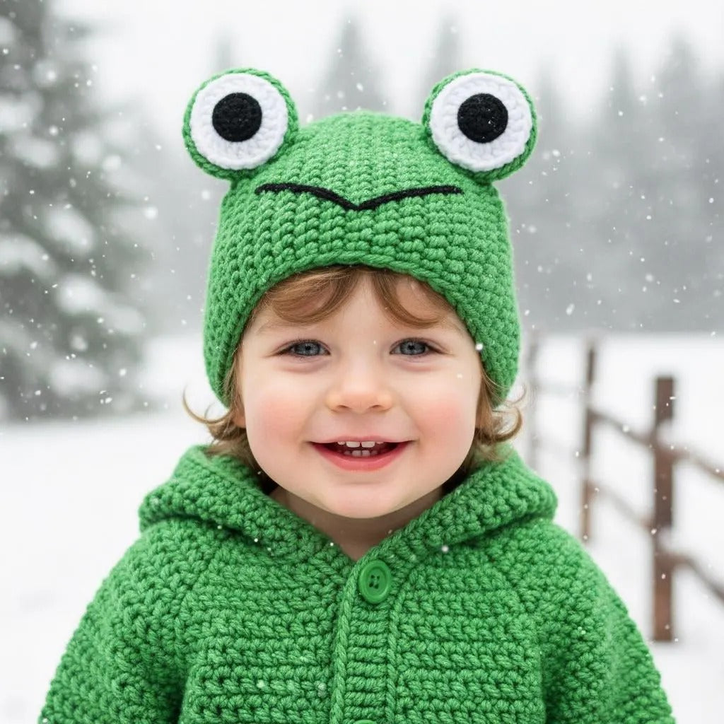 Adorable Crochet Frog Baby Outfit, Handmade Hooded Cardigan Sweater, Newborn Photo Prop, Halloween Costume, Baby Shower Gift