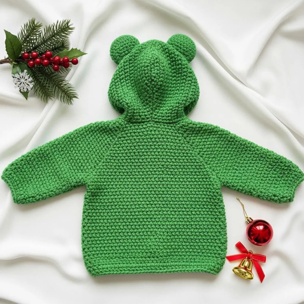 Adorable Crochet Frog Baby Outfit, Handmade Hooded Cardigan Sweater, Newborn Photo Prop, Halloween Costume, Baby Shower Gift