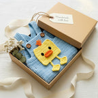 Crochet Duck Baby Romper, Handmade Blue Baby Overalls, Newborn Photo Prop, Easter Baby Outfit, Baby Shower Gift