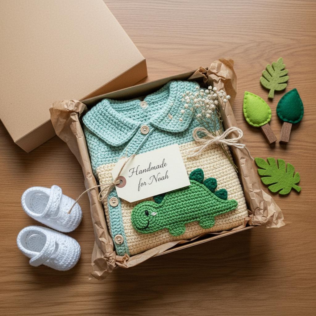 Crochet Dinosaur Baby Romper Set, Mint Green Stegosaurus Outfit with Booties, Newborn Photo Prop, Coming Home Outfit, Baby Shower Gift