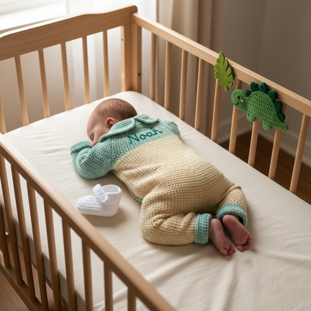 Crochet Dinosaur Baby Romper Set, Mint Green Stegosaurus Outfit with Booties, Newborn Photo Prop, Coming Home Outfit, Baby Shower Gift
