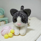 Striped Cat Crochet Pattern – Amigurumi Kitten Plush Toy PDF, Cute Gray White Cat, Easy Crochet Animal Pattern for Beginners