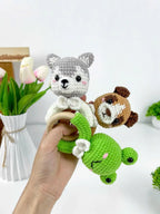 Crochet Animal Rattle Pattern – Dog, Wolf, Frog Amigurumi (PDF Download)