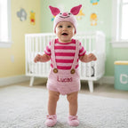 Personalized Crochet Baby Outfit, Winnie the Pooh Tigger or Piglet Romper Set, Hat and Booties, Newborn Photo Prop, Baby Shower Gift