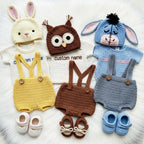 Personalized Crochet Baby Animal Outfit, Bunny Owl Donkey Set, Newborn Photo Prop, Coming Home Outfit, Baby Shower Gift