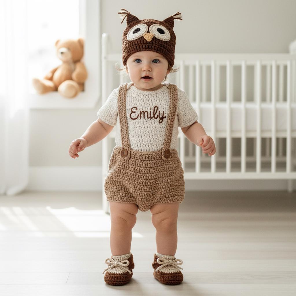 Personalized Crochet Baby Animal Outfit, Bunny Owl Donkey Set, Newborn Photo Prop, Coming Home Outfit, Baby Shower Gift