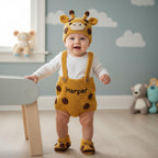 Personalized Crochet Safari Baby Outfit, Zebra Deer Giraffe Romper Set with Hat and Booties, Newborn Photo Prop, Baby Shower Gift
