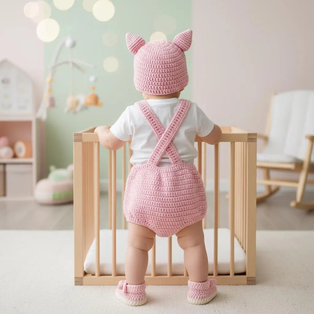 Personalized Crochet Baby Outfit, Duck Chick Pig Romper Set with Hat and Booties, Newborn Photo Prop, Custom Baby Shower Gift