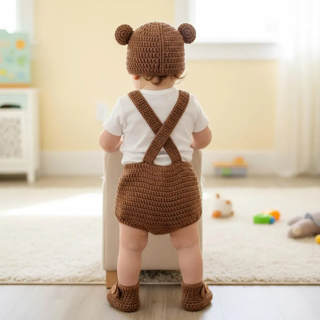 Personalized Crochet Baby Outfit, Animal Romper Set with Hat and Booties, Newborn Photo Prop
