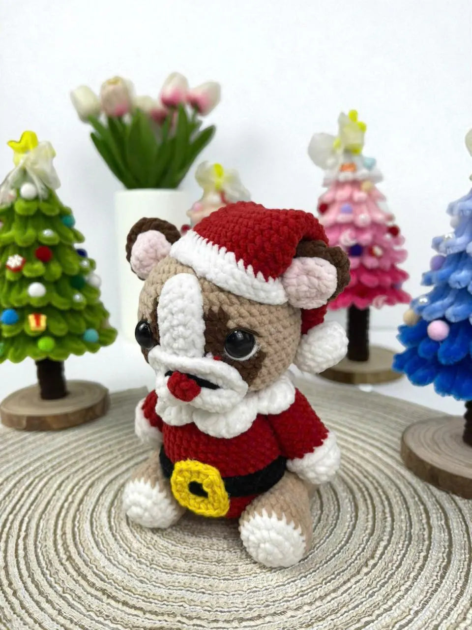 Santa Pug Crochet Pattern, Amigurumi Christmas Dog (PDF)