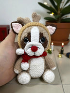 Reindeer Pug Crochet Pattern, Christmas Dog Amigurumi (PDF)