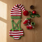 Personalized Crochet Baby Elf Outfit, Christmas Romper Hat and Booties Set, Newborn Photo Prop, First Christmas Holiday Gift