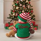 Crochet Christmas Elf Baby Outfit, Elf Sweater Hat and Mittens Set, Newborn Photo Prop, First Christmas Costume, Holiday Baby Gift
