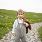 Handmade Crochet Baby Outfit, Cable Romper & Brown Cardigan Set, Newborn Coming Home Outfit, Baby Shower Gift