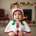 Handmade Crochet Snowman Baby Cape, Christmas Hooded Poncho, Newborn Photo Prop, Baby’s First Christmas Outfit, Holiday Gift
