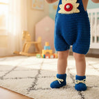 Crochet Blue Creature Baby Outfit, Overalls Hat and Booties Set, Newborn Photo Prop, Baby Halloween Costume, Baby Shower Gift