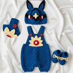 Crochet Blue Creature Baby Outfit, Overalls Hat and Booties Set, Newborn Photo Prop, Baby Halloween Costume, Baby Shower Gift