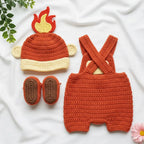 Crochet Chimchar Baby Outfit, Fire Monkey Romper Set with Hat and Booties, Newborn Photo Prop, Pokemon Baby Shower Gift