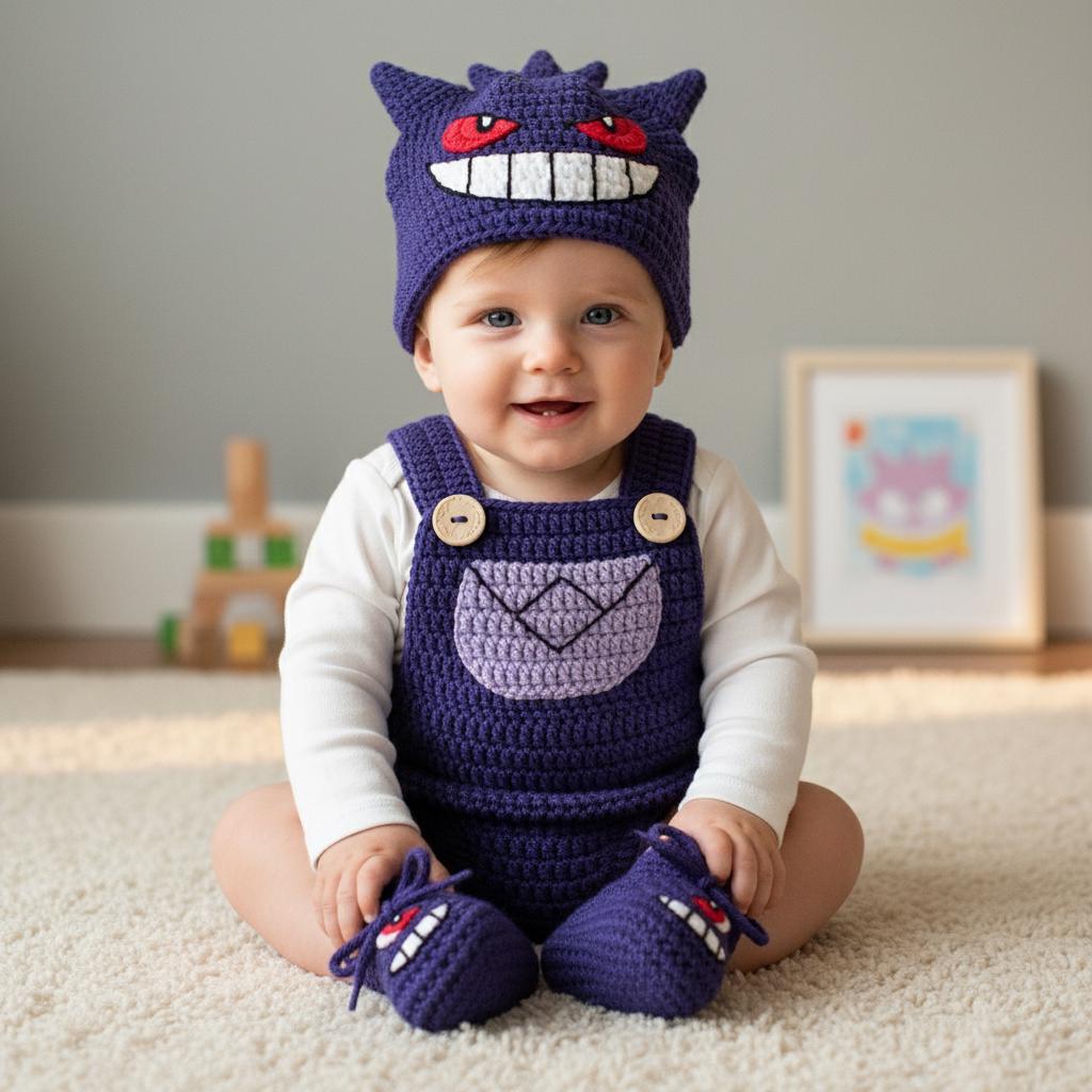 Crochet Purple Monster Baby Outfit, Romper Hat and Booties Set, Newborn Halloween Costume, Infant Photo Prop, Baby Shower Gift