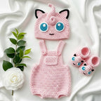 Crochet Jigglypuff Baby Outfit, Pink Pokemon Costume with Hat, Romper and Booties, Newborn Photo Prop, Baby Shower Gift
