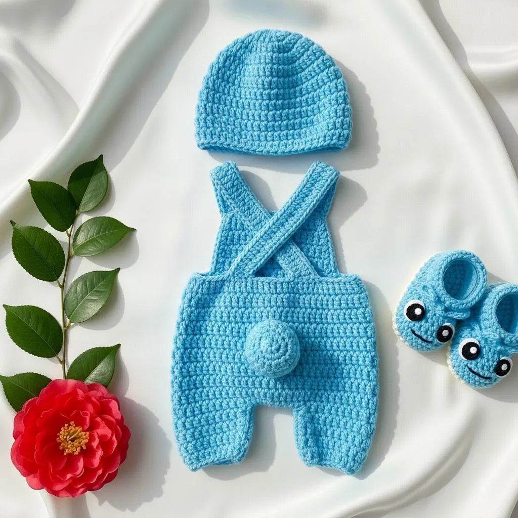 Crochet Turtle Baby Outfit Set, Blue Romper Hat and Booties, Newborn Photo Prop, Baby Halloween Costume, Baby Shower Gift