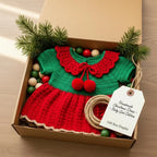 Crochet Christmas Baby Dress, Handmade Elf Baby Romper, Newborn Girl Holiday Outfit, First Christmas Photo Prop, Baby Shower Gift