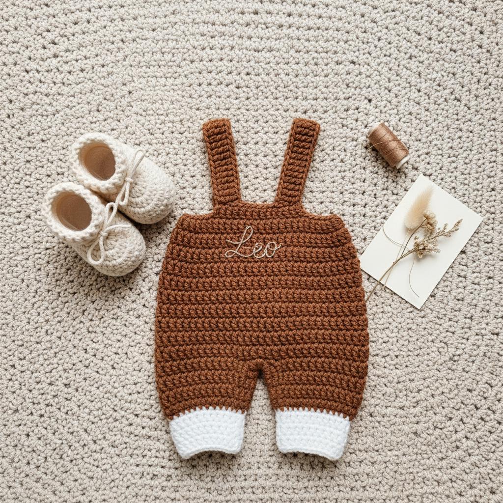 Crochet Bear Baby Outfit Set, Brown Teddy Bear Romper with Hat and Booties, Newborn Photo Prop, Coming Home Outfit, Baby Shower Gift