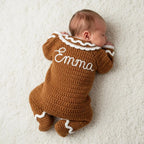 Crochet Gingerbread Baby Outfit, Christmas Romper and Hat Set, Newborn Photo Prop, First Christmas Costume, Holiday Baby Gift