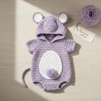 Crochet Mouse Baby Outfit, Handmade Hooded Romper with Tail, Newborn Photo Prop, Baby Halloween Costume, Baby Shower Gift