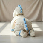 Crochet Dinosaur Baby Romper, Handmade Hooded Dino Newborn Outfit, Baby Boy Photo Prop, First Halloween Costume, Baby Shower Gift