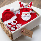 Handmade Crochet Santa Baby Outfit, Newborn Christmas Romper, Hat and Booties Set