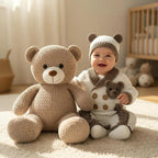 Crochet Teddy Bear Baby Outfit, Handmade Romper Hat & Booties Set, Newborn Coming Home Outfit, Baby Shower Gift