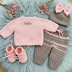 Crochet Zebra Baby Outfit Set, Pink Cardigan, Pants, Bow Hat and Booties, Newborn Photo Prop, Coming Home Outfit, Baby Shower Gift