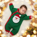 Crochet Santa Baby Romper, Handmade Christmas Newborn Outfit, Baby’s First Christmas Photo Prop, Holiday Baby Gift