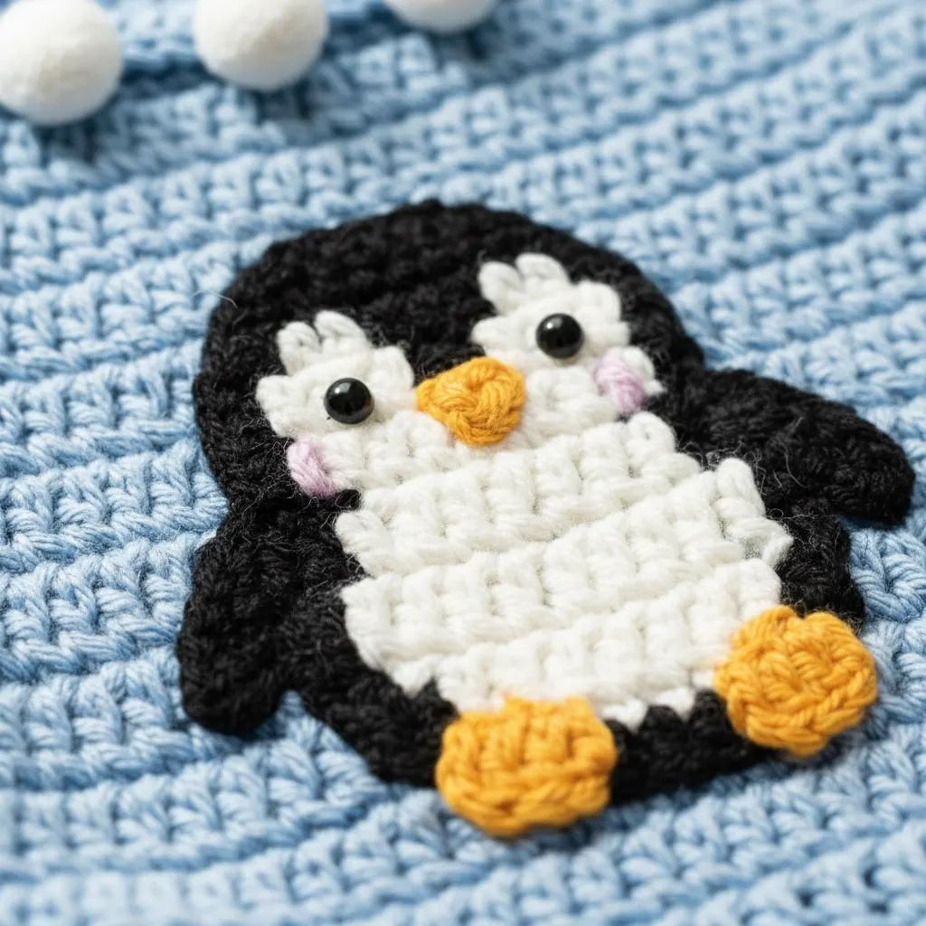Crochet Penguin Baby Outfit Set, Blue Sweater, Pants, Pom Hat and Booties, Newborn Photo Prop, Coming Home Outfit, Baby Shower Gift