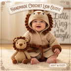 Personalized Crochet Lion Baby Outfit, Handmade Hooded Safari Animal Costume with Tail, Newborn Photo Prop, Baby Shower Gift