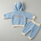 Crochet Reindeer Baby Outfit, Handmade Hooded Cardigan & Pants Set, Newborn Christmas Photo Prop, Baby’s First Christmas Gift