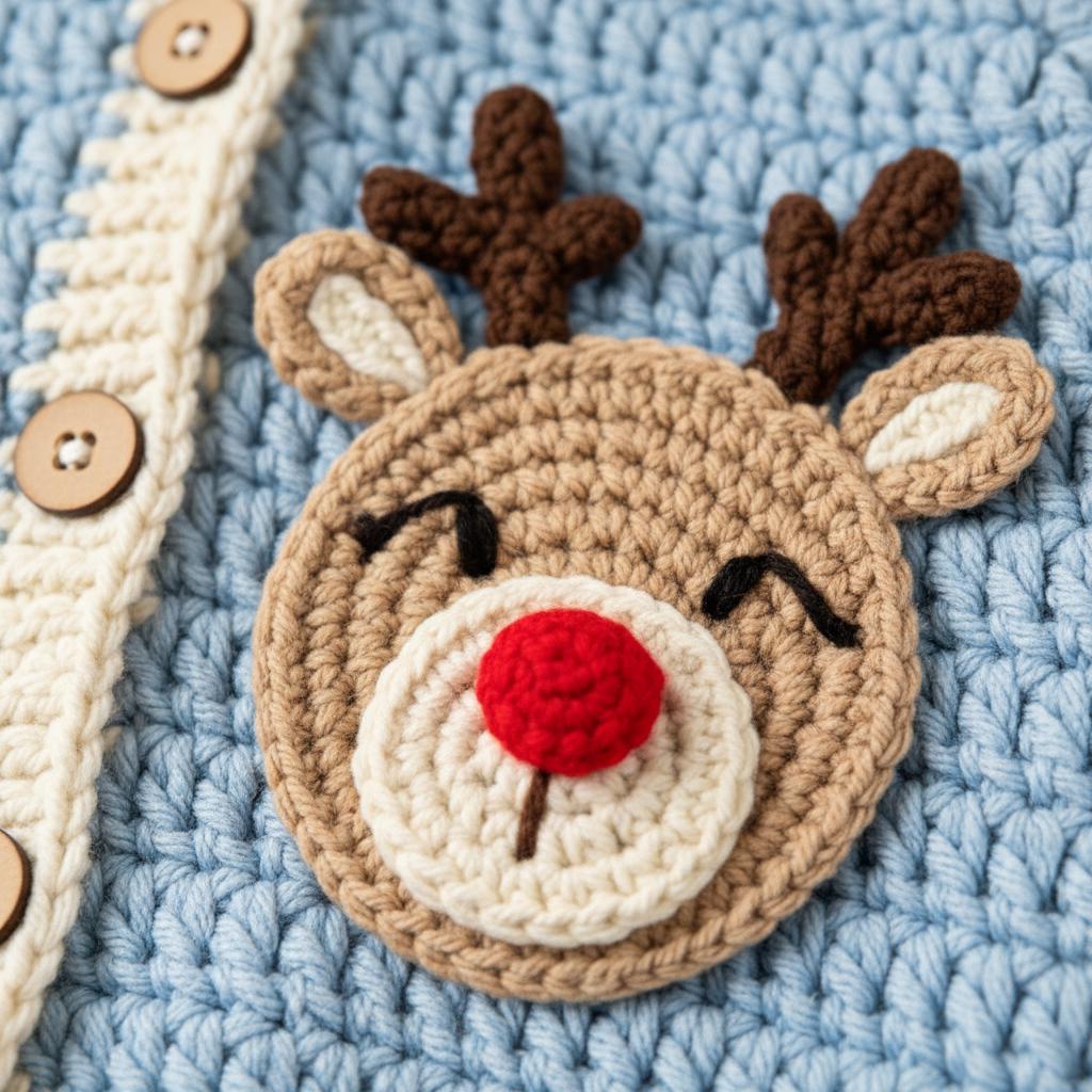 Crochet Reindeer Baby Outfit, Handmade Hooded Cardigan & Pants Set, Newborn Christmas Photo Prop, Baby’s First Christmas Gift
